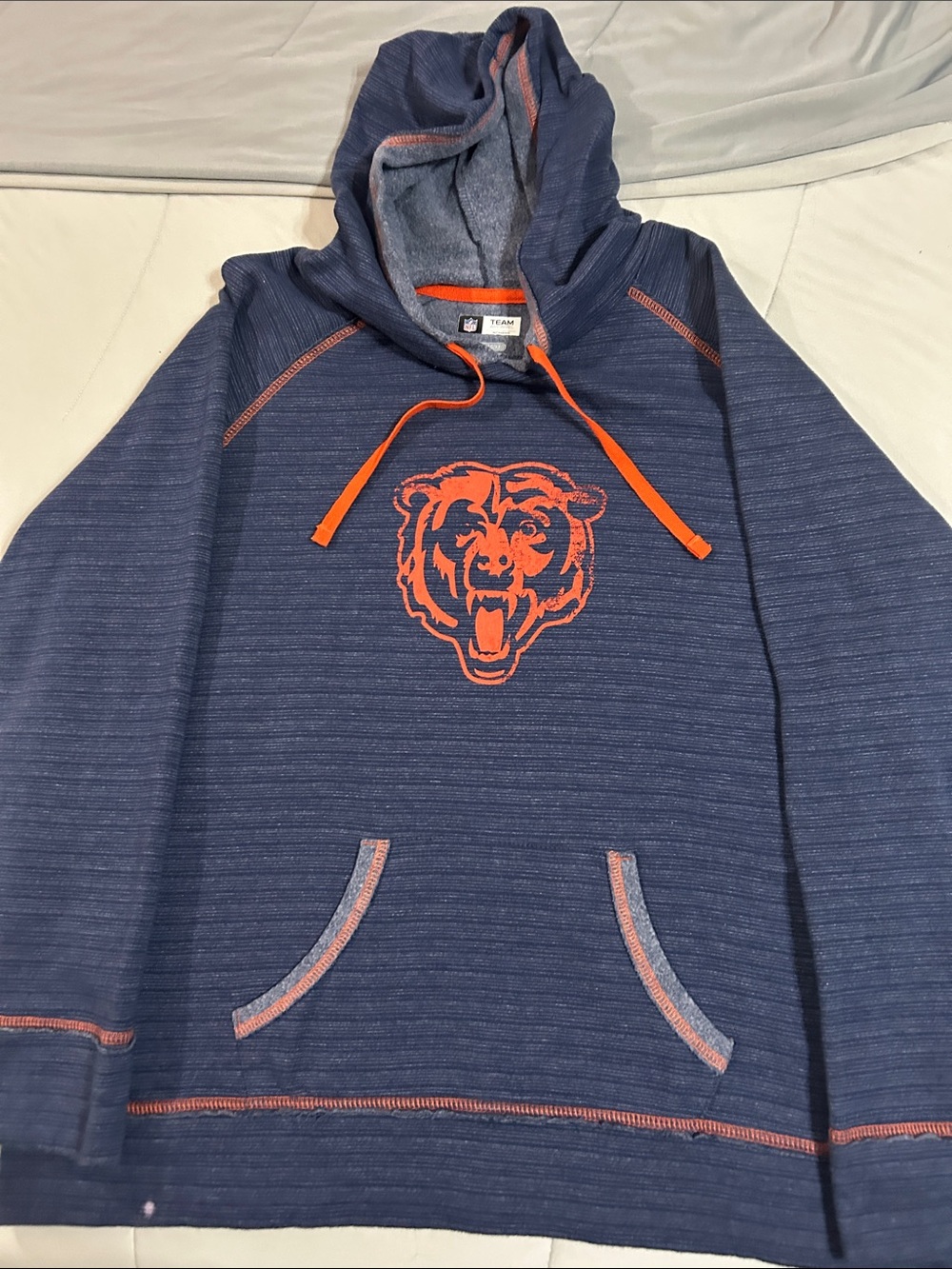NFL Navy and Orange Pullover Hoodie with Bear Logo